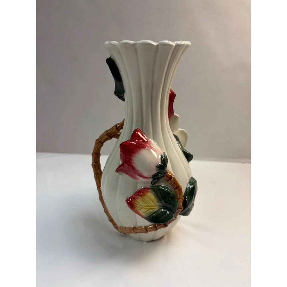 Fitz & Floyd Classics Magnolia Ceramic Vase Handcrafted China White Floral 7.5